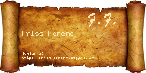 Friss Ferenc névjegykártya